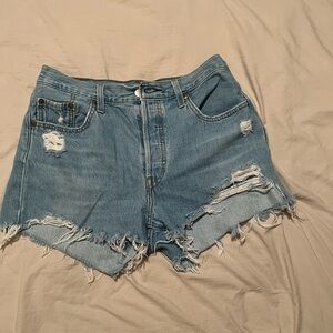Levi's Blue Distressed Jean Shorts